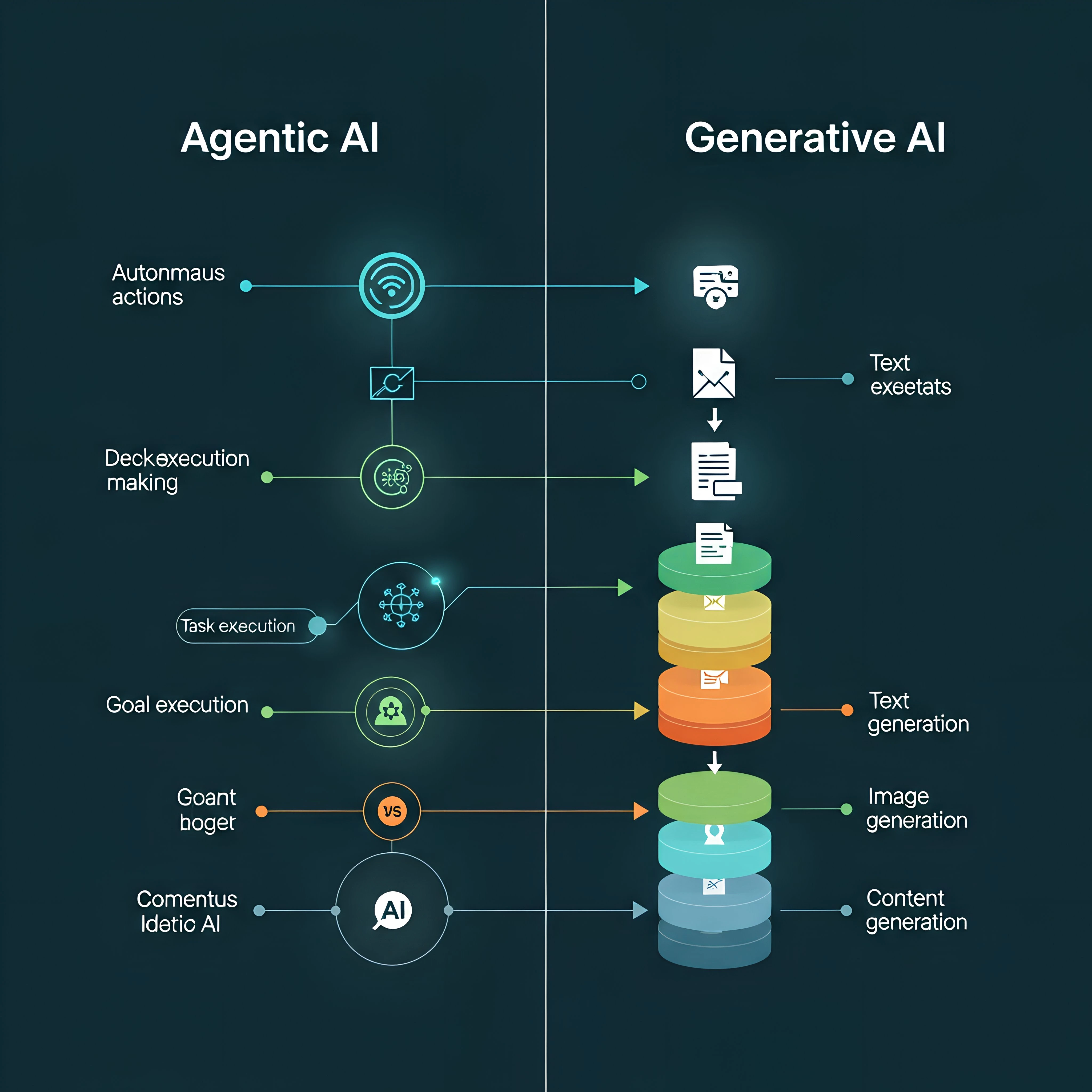 A simple diagram comparing Agentic AI and Generative AI